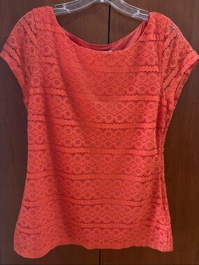 Banana Republic Orange Lace Short Sleeve Blouse